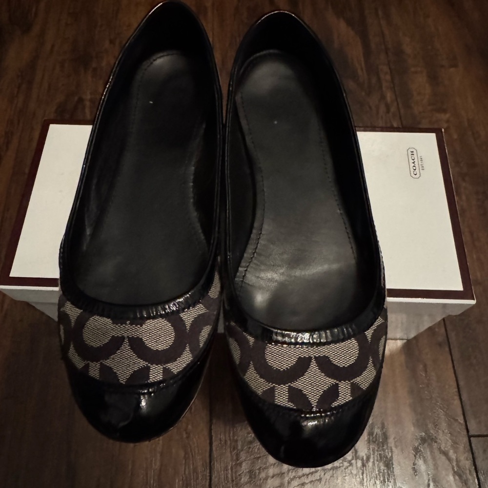 Coach Black Signature Logo Ballet Flats